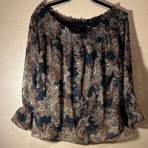 Elegant Paisley Women's Blouse in Black and Brown